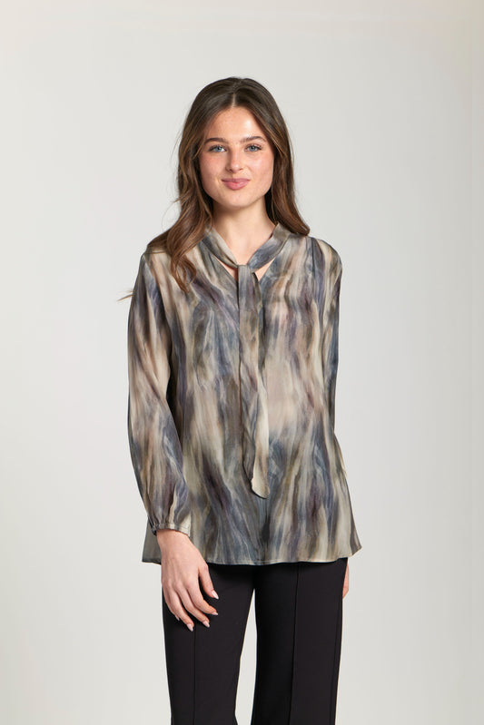 Tie Nck T57P/C Brown Multi Blouse