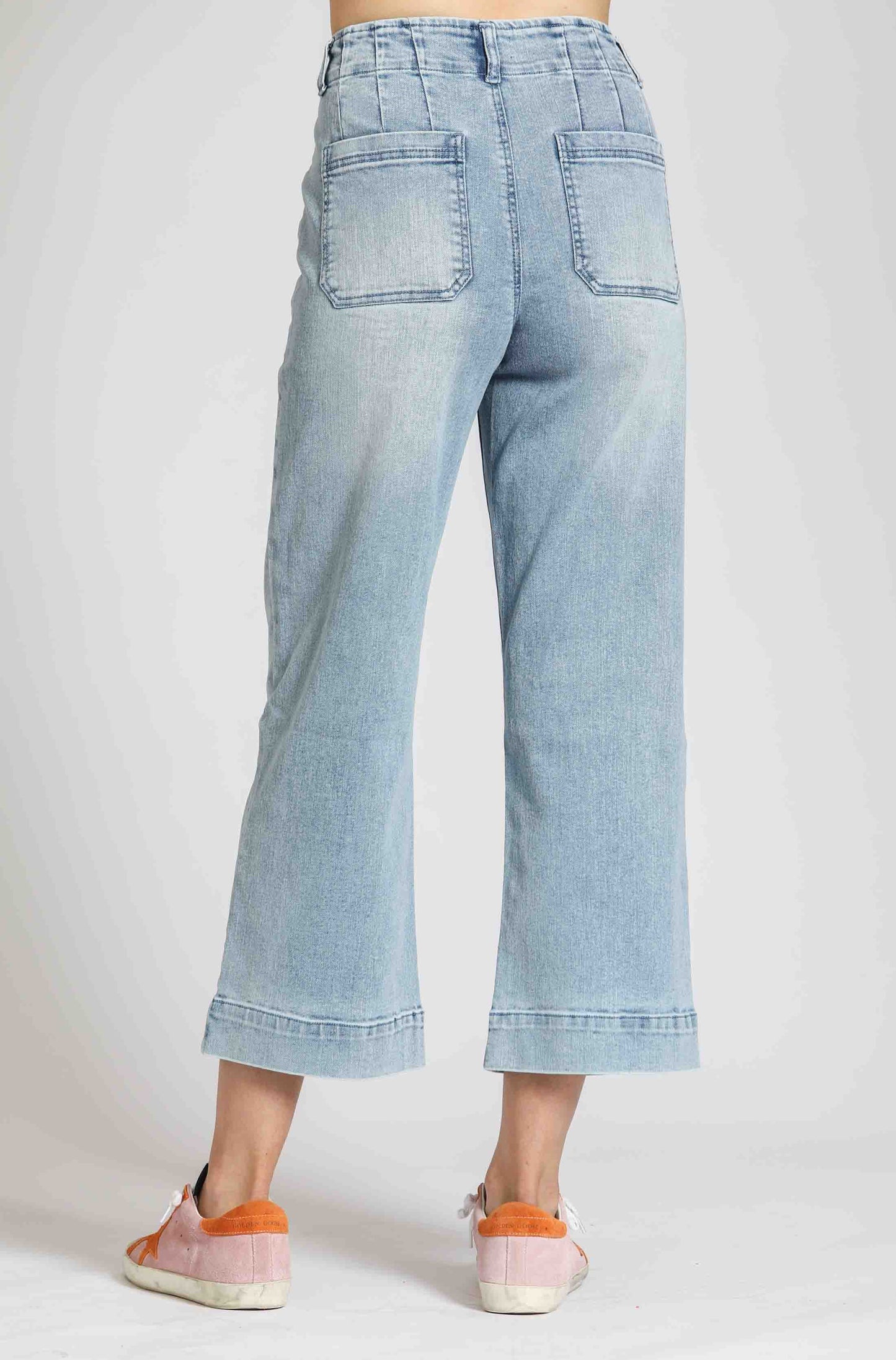 Cropped  B168 Wide leg Pant Patch Pockets