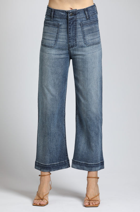 Cropped  B168 Wide leg Pant Patch Pockets
