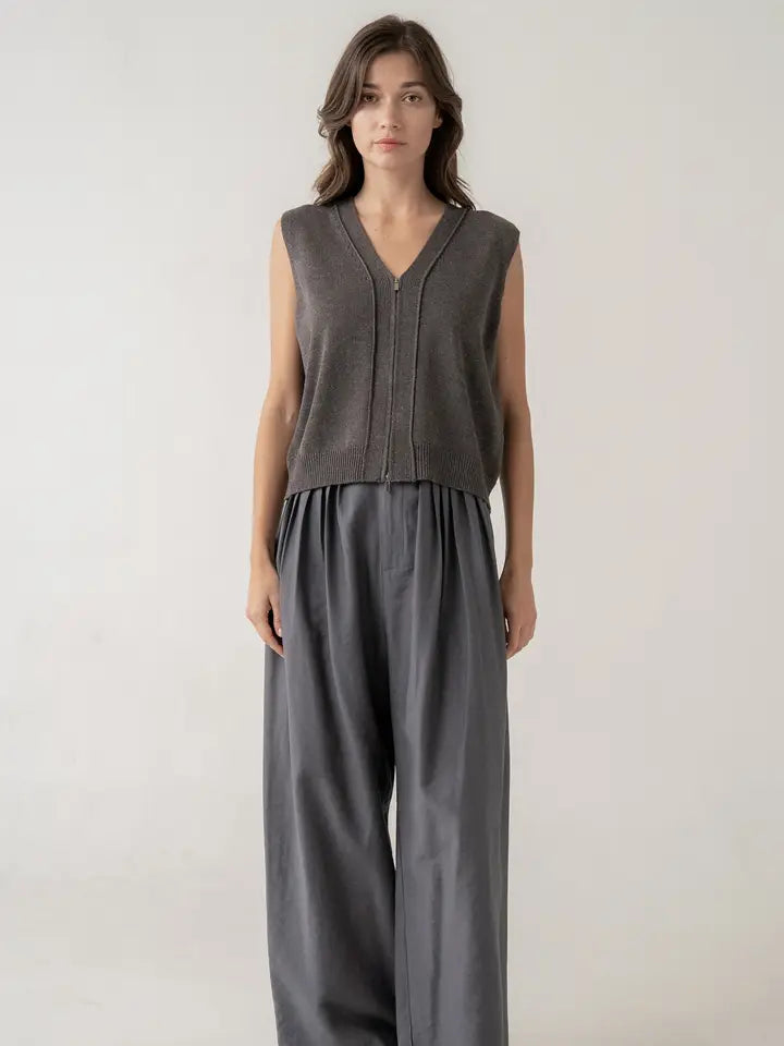 Zip Front S/L Knit Vest