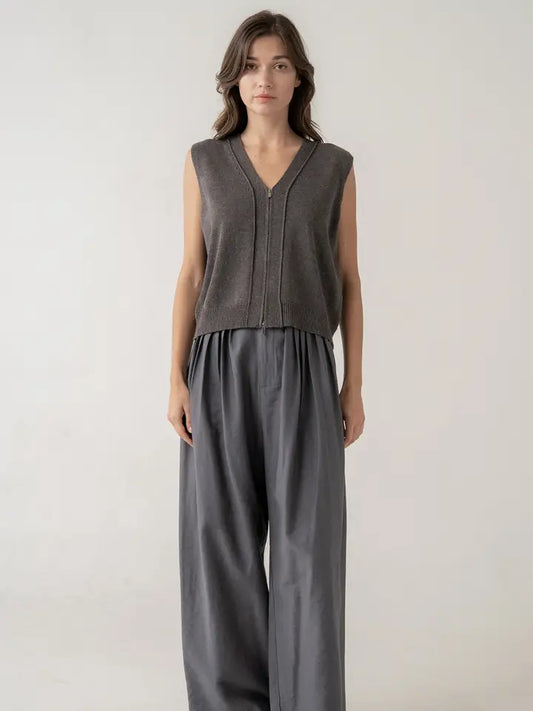Zip Front S/L Knit Vest